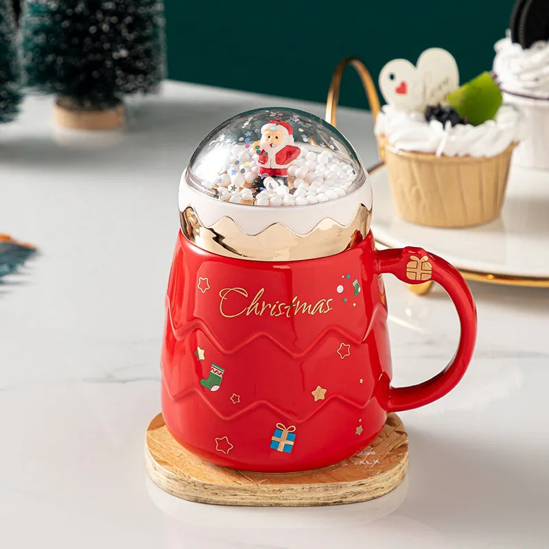 2023 Newest Christmas Mugs Couples Ceramic Santa Claus Figurines Creative Xmas Gift New Lid Design Office Home Milk Coffee Cup