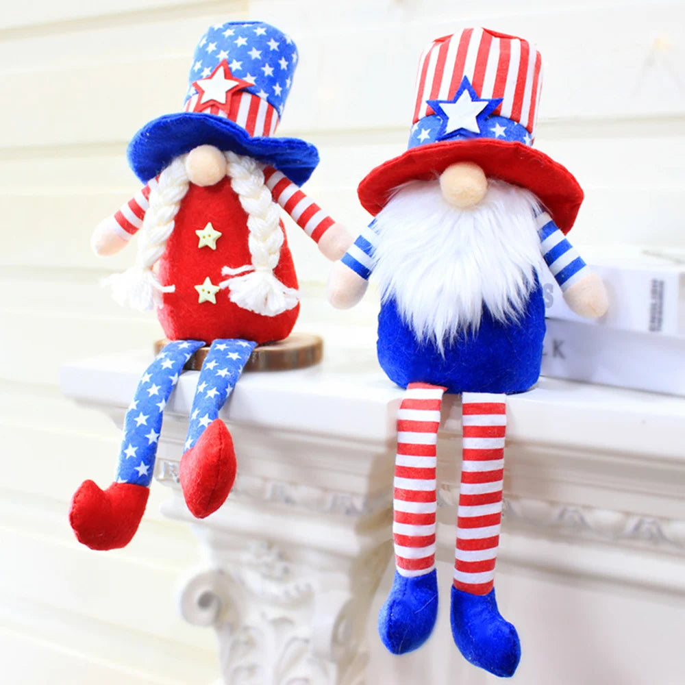 July Fourth Gift Handmade Memorial Day Elf Dwarf Table Decor Ornaments Home Patriotic Gnomes Plush Decorations