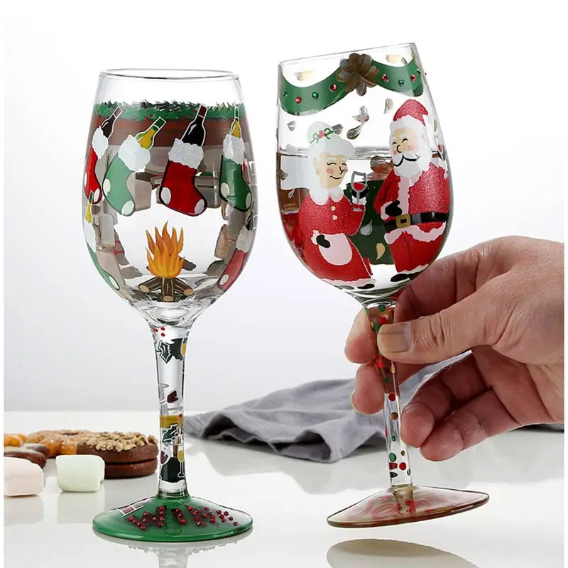 500ml Christmas Gifts Hand-painted Red Wine Glasses