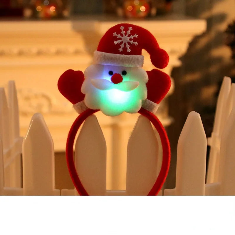 2024 New Year Christmas Headband Snowman LED Light Headband Hair Band Christmas Decorations Noel Navidad 2021 Hair Accessories