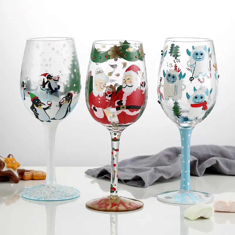 500ml Christmas Gifts Hand-painted Red Wine Glasses