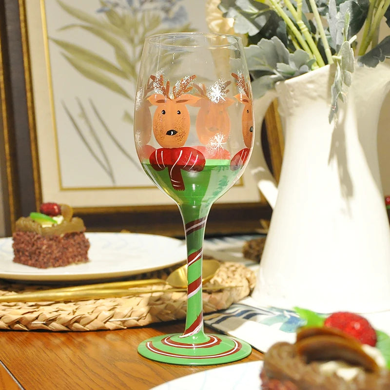 500ml Christmas Gifts Hand-painted Red Wine Glasses