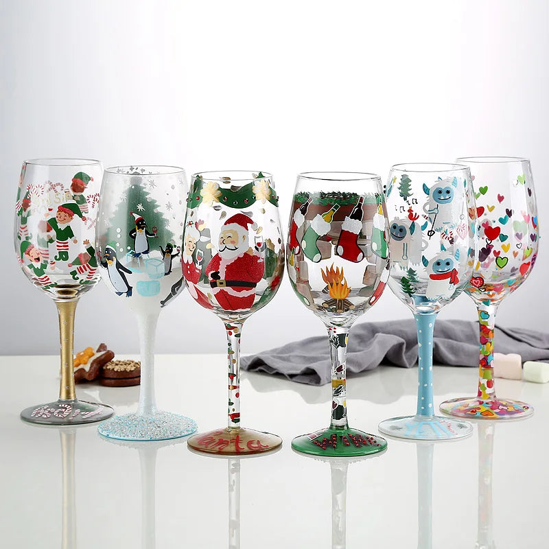 500ml Christmas Gifts Hand-painted Red Wine Glasses