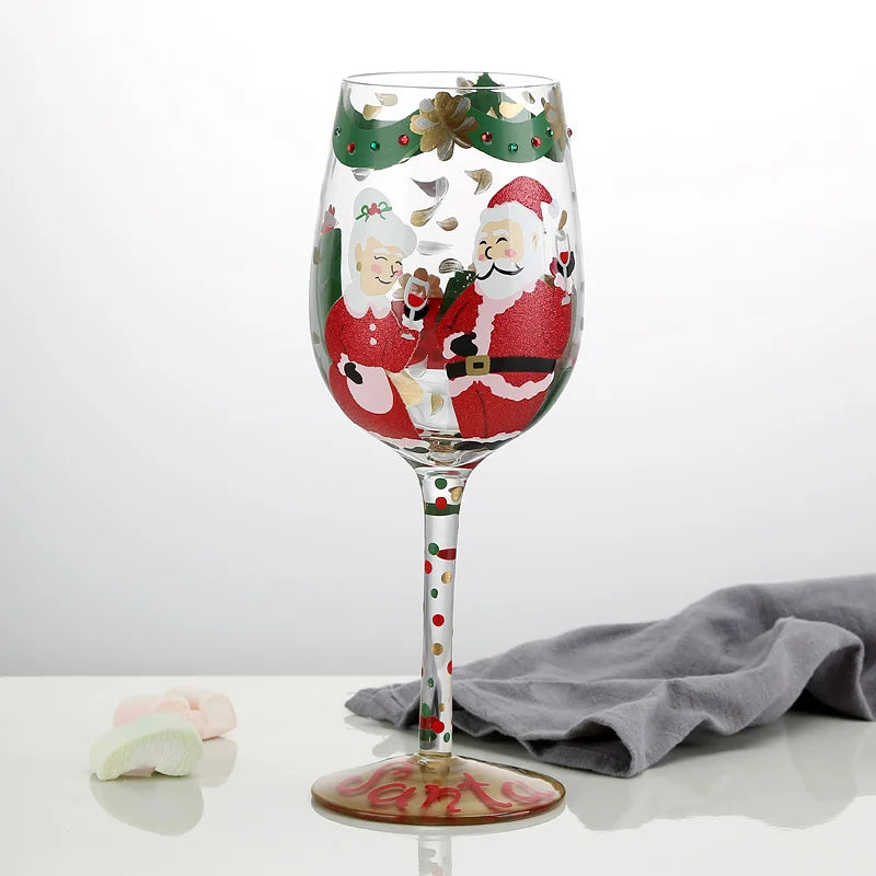 500ml Christmas Gifts Hand-painted Red Wine Glasses