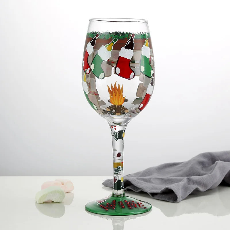 500ml Christmas Gifts Hand-painted Red Wine Glasses