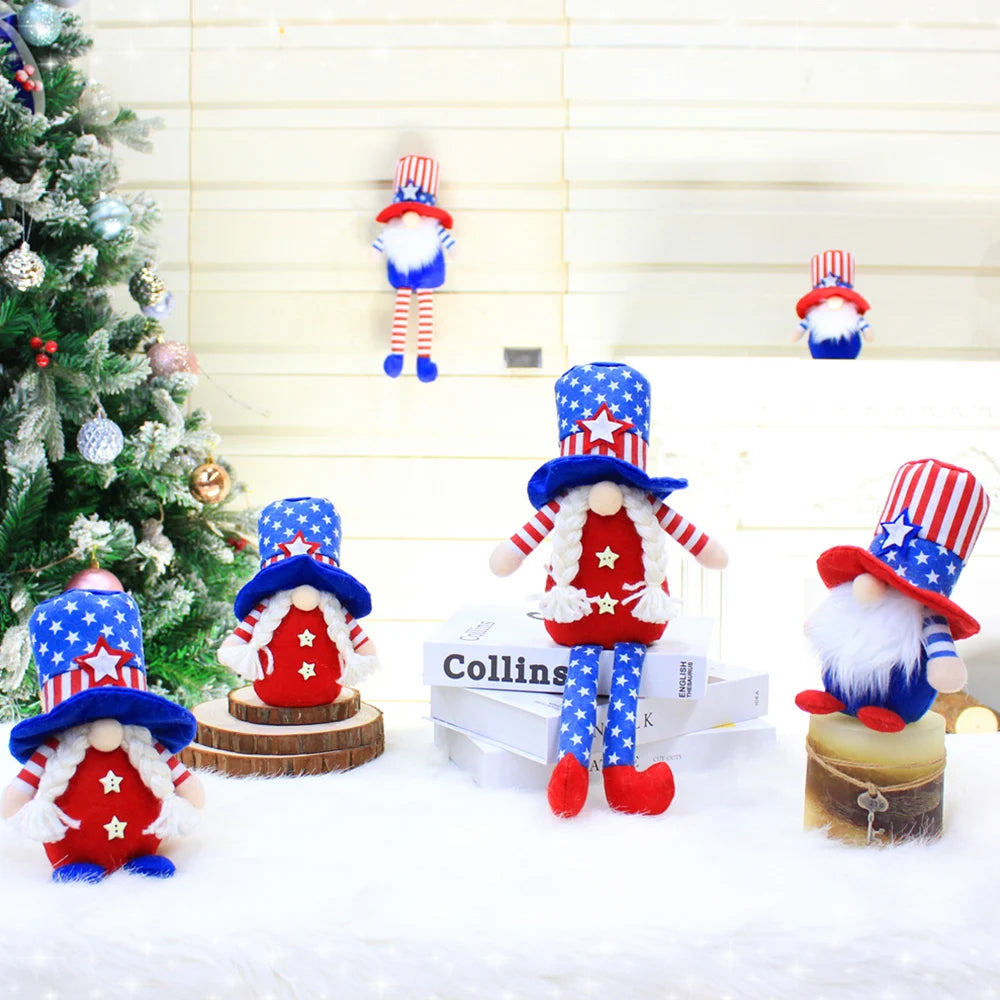 July Fourth Gift Handmade Memorial Day Elf Dwarf Table Decor Ornaments Home Patriotic Gnomes Plush Decorations