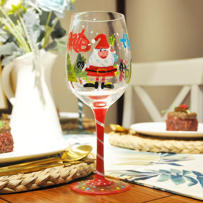 500ml Christmas Gifts Hand-painted Red Wine Glasses