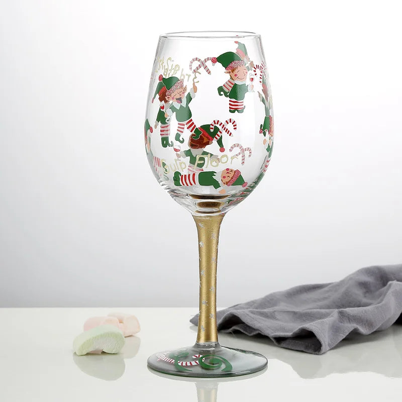 500ml Christmas Gifts Hand-painted Red Wine Glasses