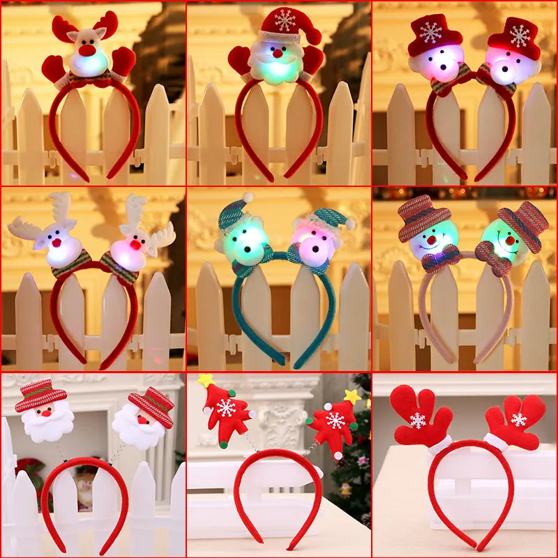 2024 New Year Christmas Headband Snowman LED Light Headband Hair Band Christmas Decorations Noel Navidad 2021 Hair Accessories