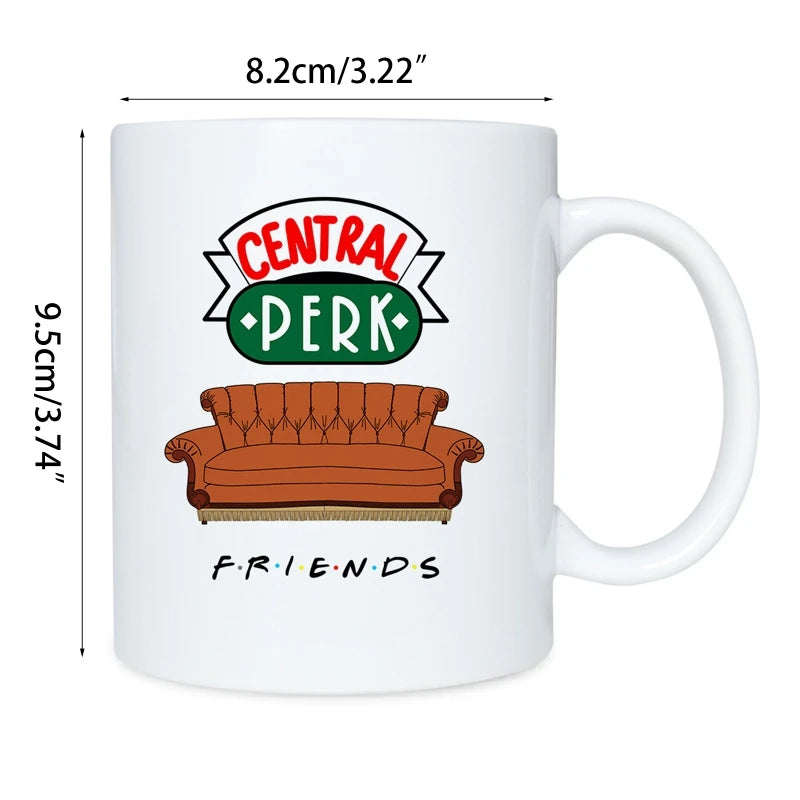 2023 New Happiness is Watching TV Shows Friends Mug 11oz Ceramic Coffee Mug Tea Cup Christmas Gifts for Best Friends Funny Gift