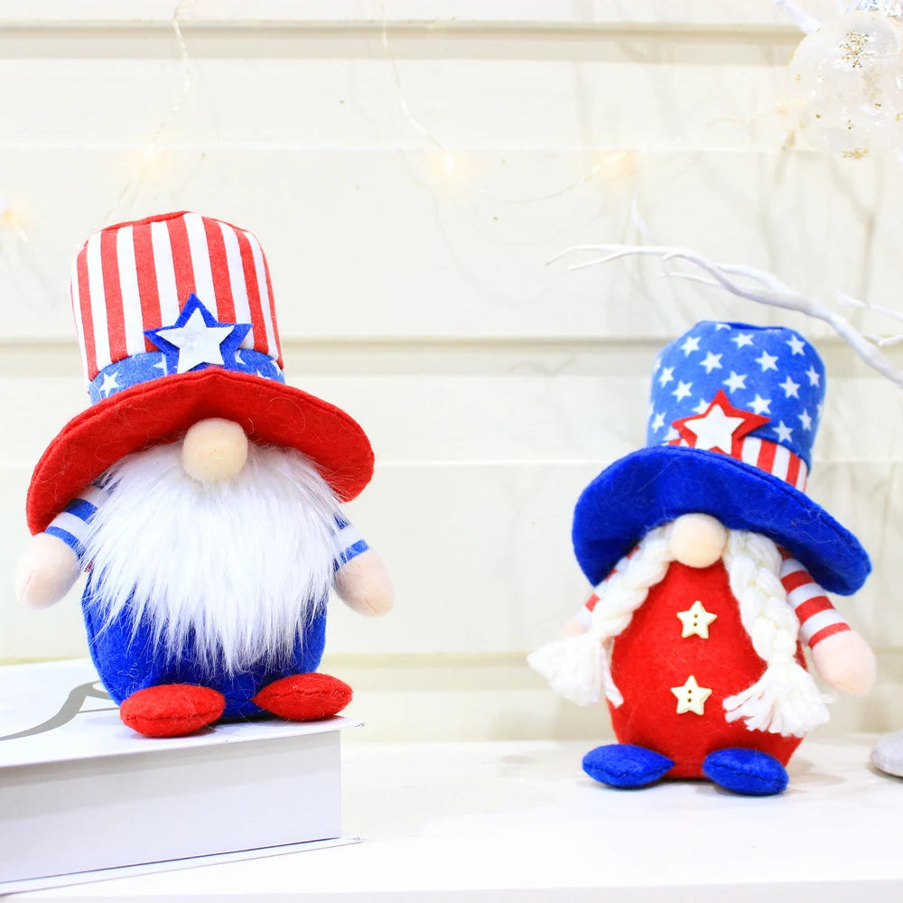 July Fourth Gift Handmade Memorial Day Elf Dwarf Table Decor Ornaments Home Patriotic Gnomes Plush Decorations