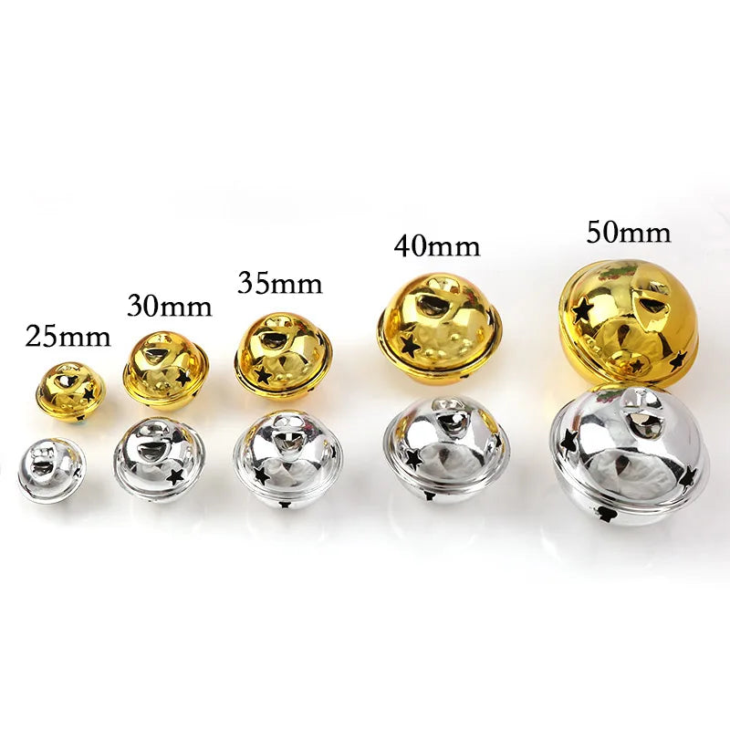 25/30/35/40/50mm Jingle Bell Gold/Silver Christmas Tree Pendant Ornaments Decorations DIY Handmade Crafts Accessories