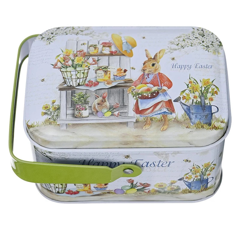 Easter Theme Decorative Tinplate Box Gift Packing Case Candy Tinplate Case Easter Day Accessories Candy Boxes