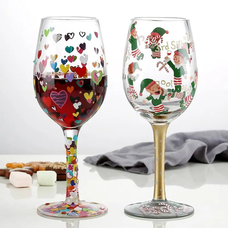 500ml Christmas Gifts Hand-painted Red Wine Glasses