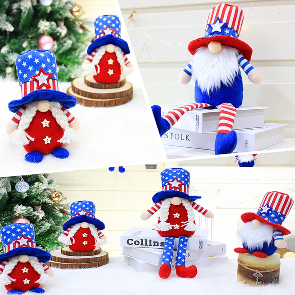 July Fourth Gift Handmade Memorial Day Elf Dwarf Table Decor Ornaments Home Patriotic Gnomes Plush Decorations