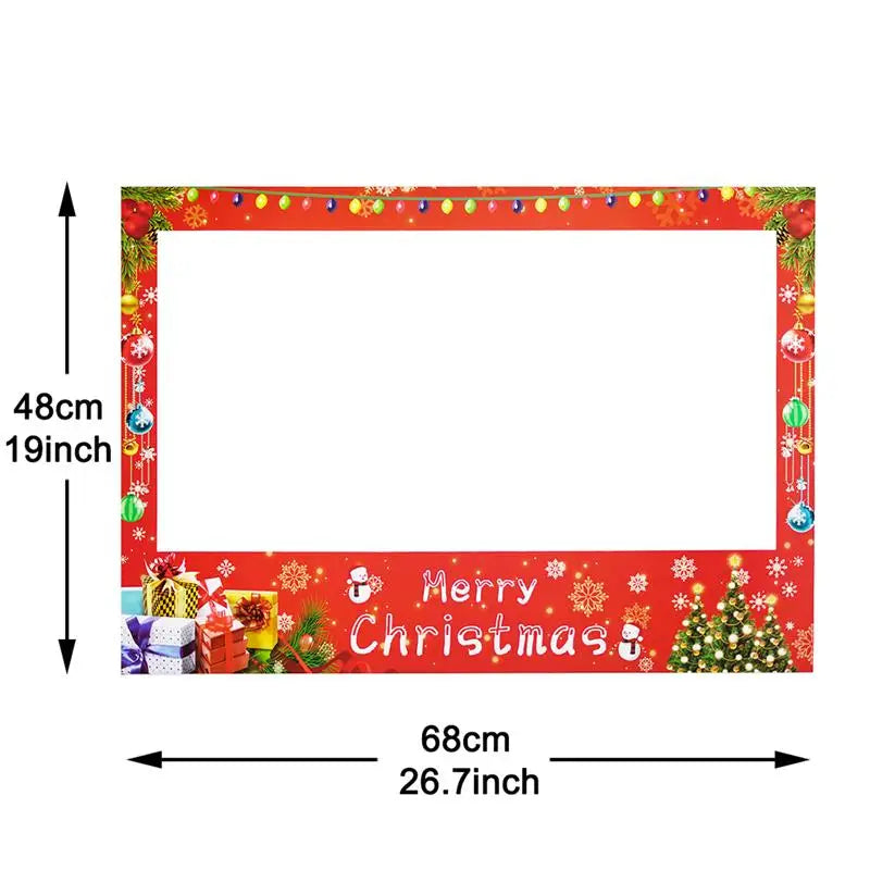 Christmas Decoration Paper Photo Frame Photo Booth Props Snowman Elk Gift Photo Frame Kids Merry Xmas Family Party Photo Props