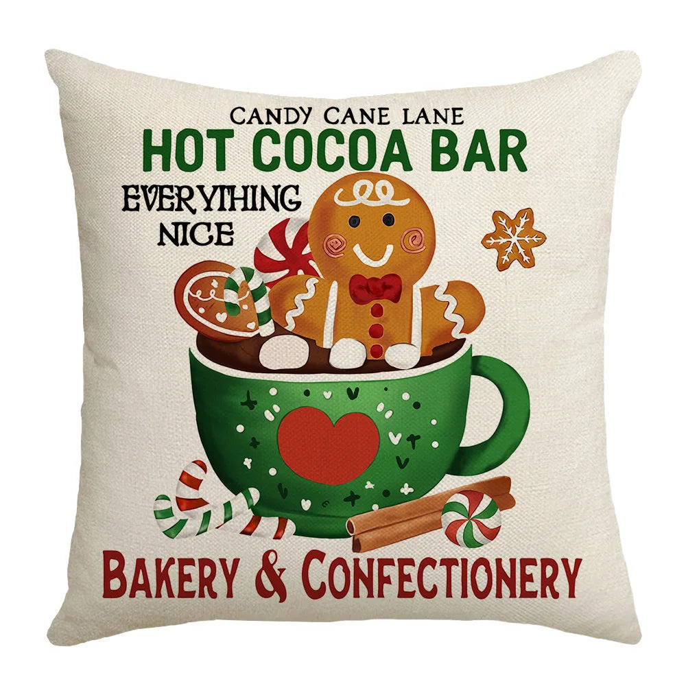 christmas decoration linen pattern bear cookie pictures sofa cushion