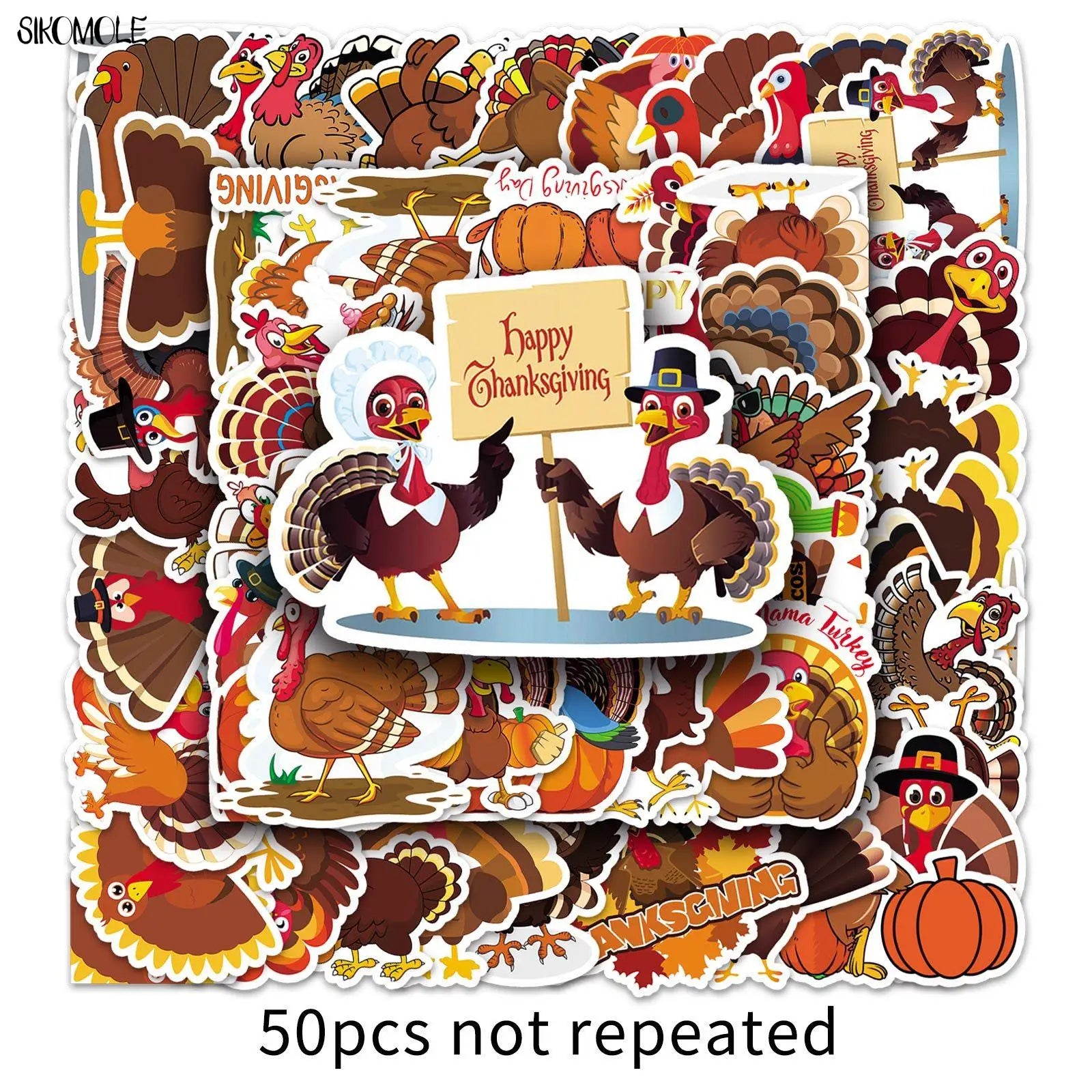 10/30/50pcs Thanksgiving Turkey Graffiti Stickers Animals DIY Gift Toys Laptop Suitcase Skateboard Guitar Decals Cartoon Sticker