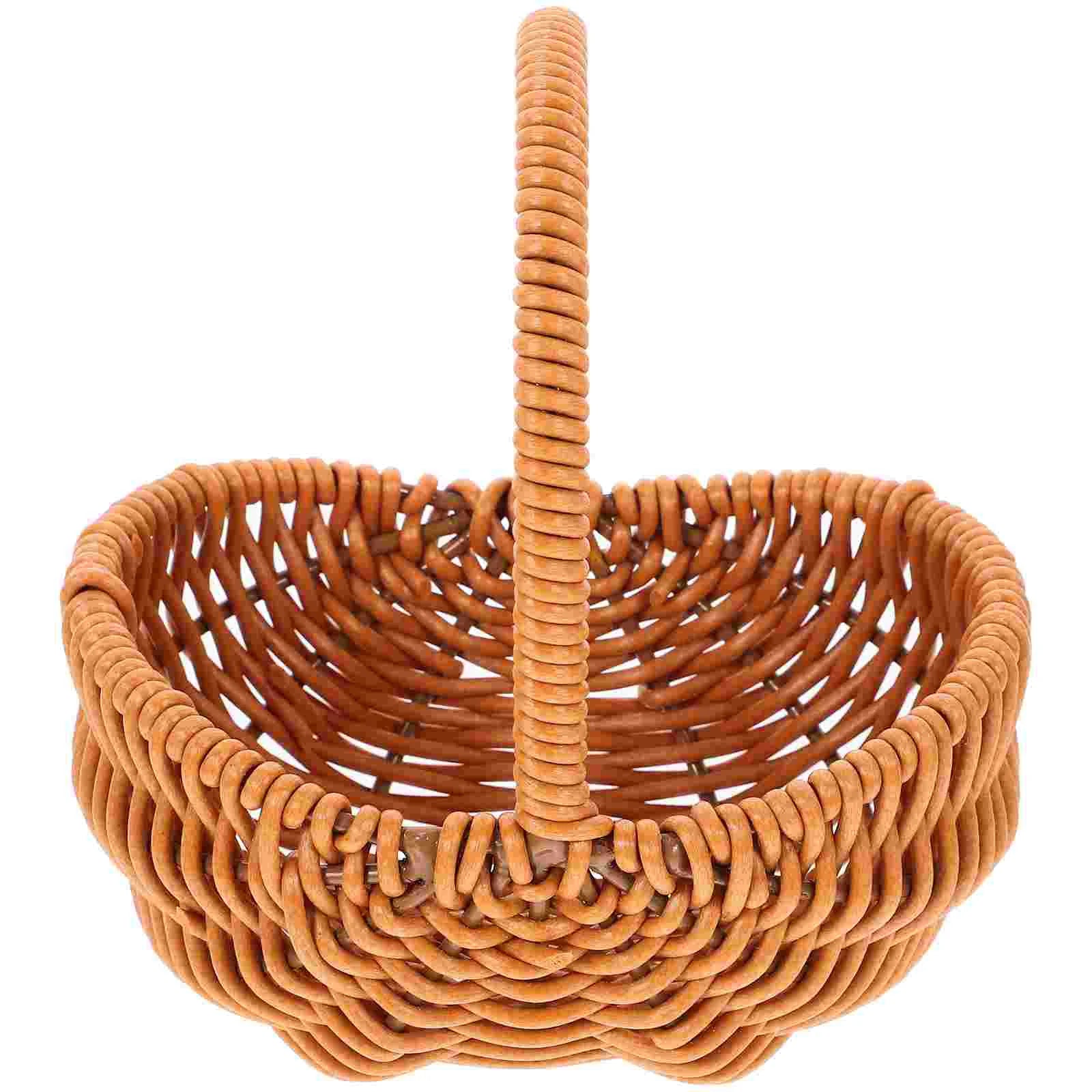 Rattan Shopping Basket Handheld Gift Small Hamper Woven Baskets Hand-made Fruit Storage With Handle