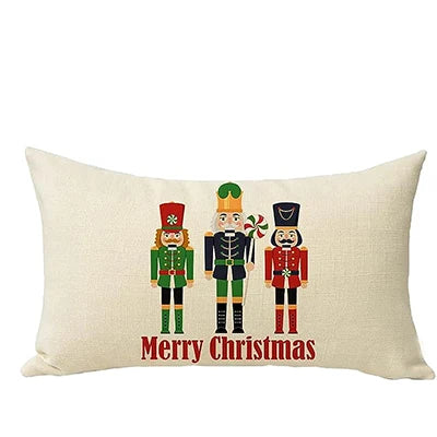 merry christmas nutcracker lumbar decoration pillow cover cartoon home