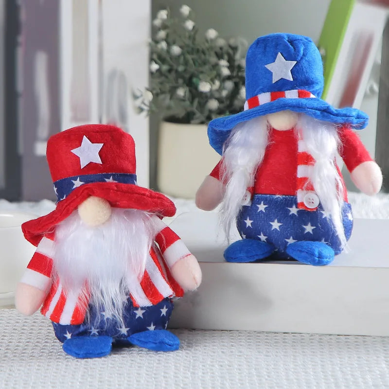 Handmade Patriotic Gnome, 4th of Julys Gnome Plush-Elf Memorial Day Decorations for Fourth of July USA Independence Day Gift