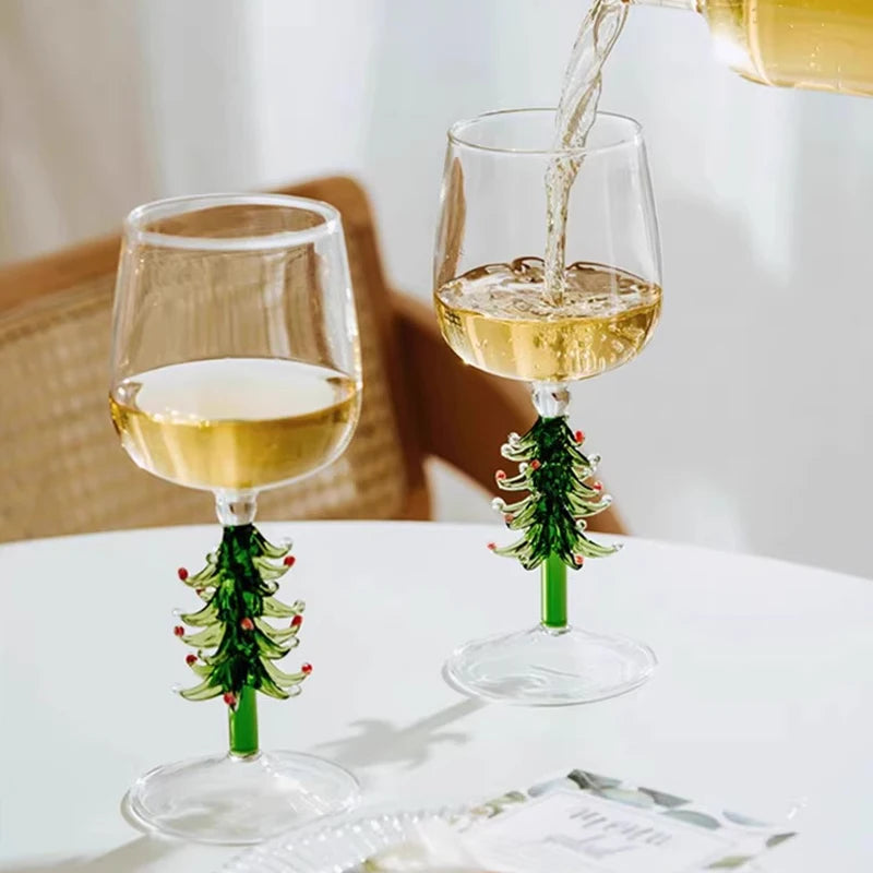 Christmas Tree Wine Glass Goblet Christmas Cocktail Glasses