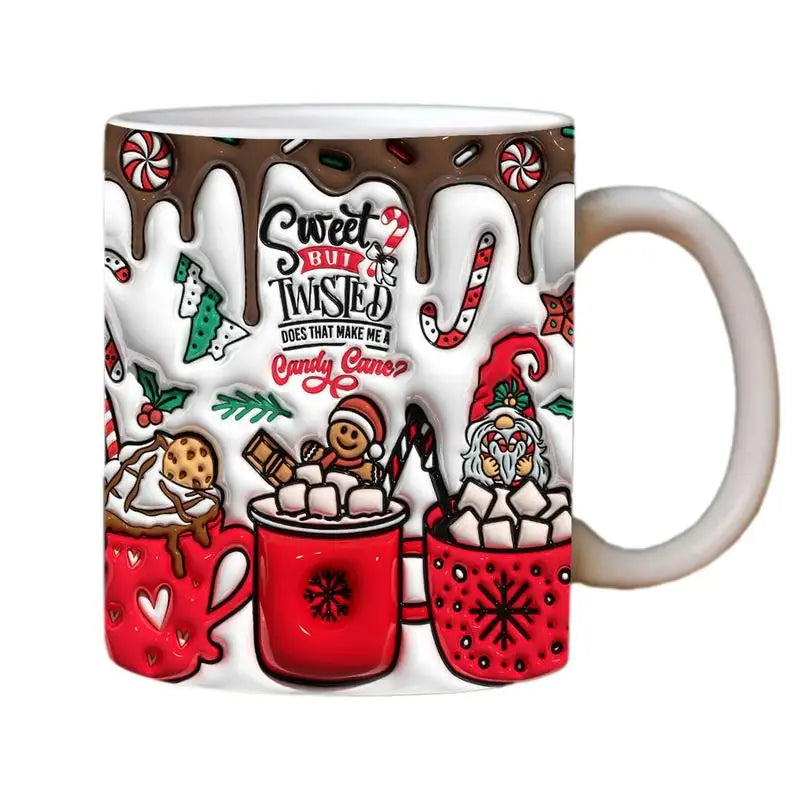 Holiday Christmas mugs 3D Printed Winter Coffee Cups 350ml Funny festive coffee mugs for Women Men 2023 Christmas decorations