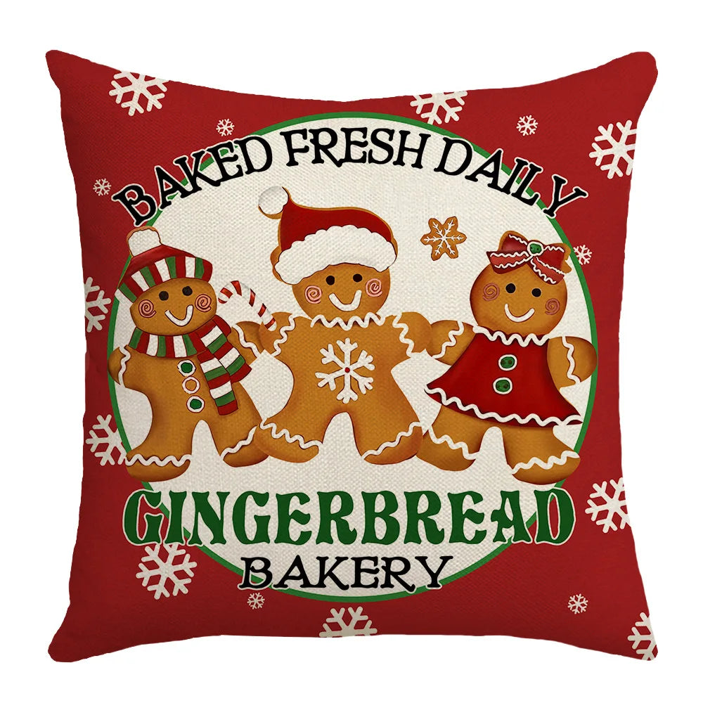 christmas decoration linen pattern bear cookie pictures sofa cushion