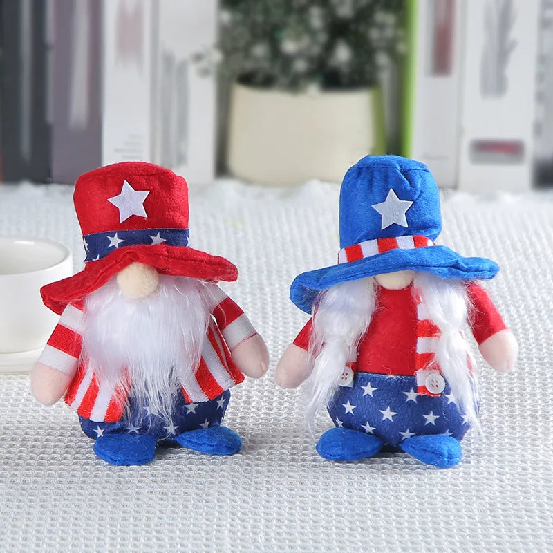 Handmade Patriotic Gnome, 4th of Julys Gnome Plush-Elf Memorial Day Decorations for Fourth of July USA Independence Day Gift