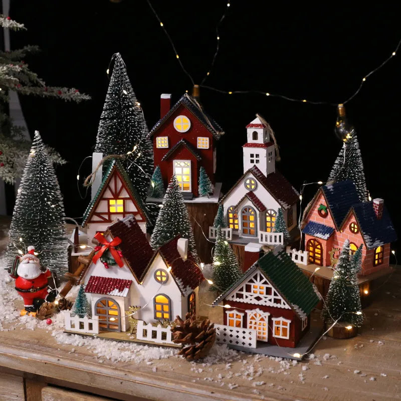 christmas led light wooden house luminous luxury bungalow christmas de