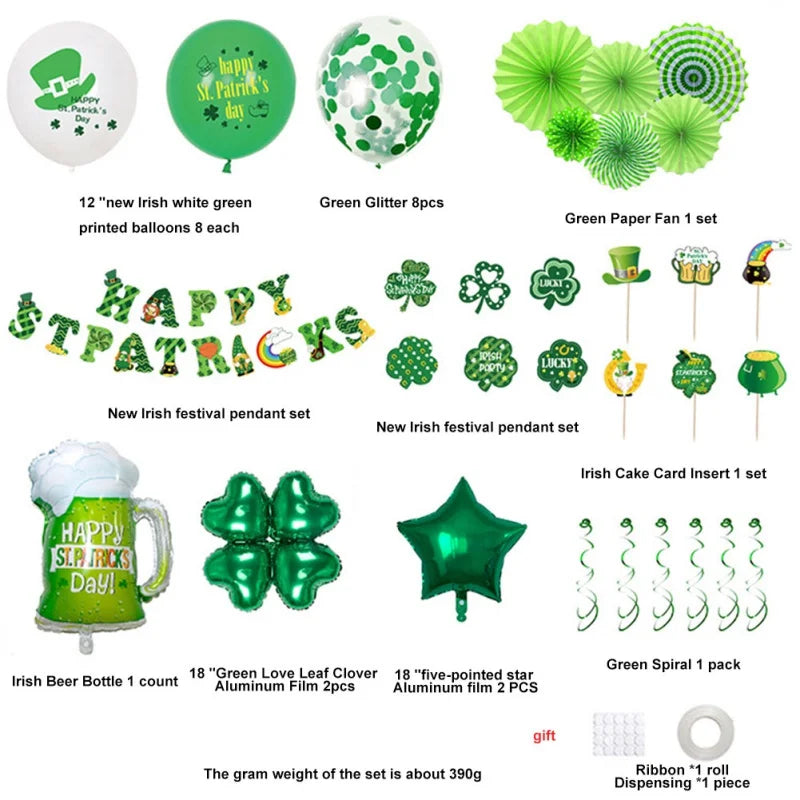 St. Patrick's Day Decoration Set Durable No Chemical Odo Easy to Assemble St. Patrick's Day Party Decorations  Irish Paper Fans