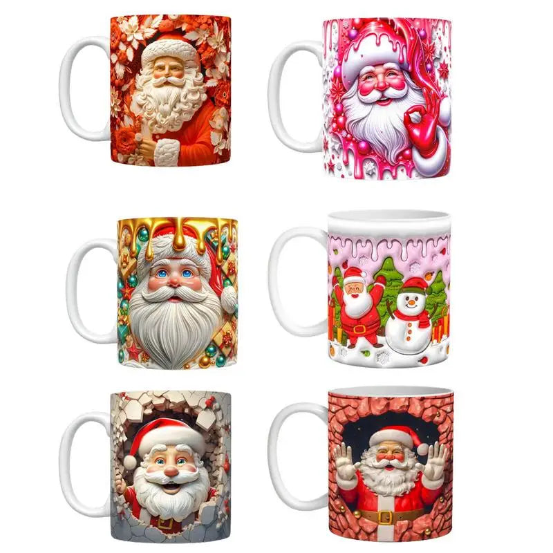 3D Christmas Mugs 2023 Cute Mugs With Flat Painted snowman Novelty Coffee Mug Ceramic 11oz For Coffee Milk Tea Lovers Gift