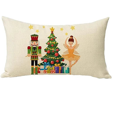 merry christmas nutcracker lumbar decoration pillow cover cartoon home