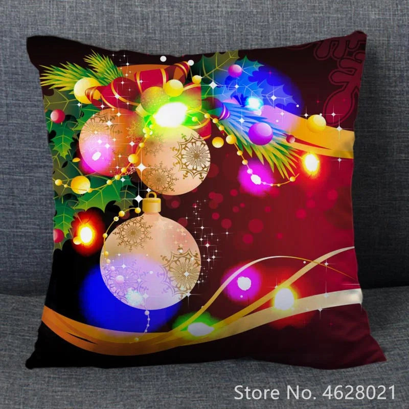 1pc Christmas Cushion Cover 40x40cm Led Light Christmas Decorations