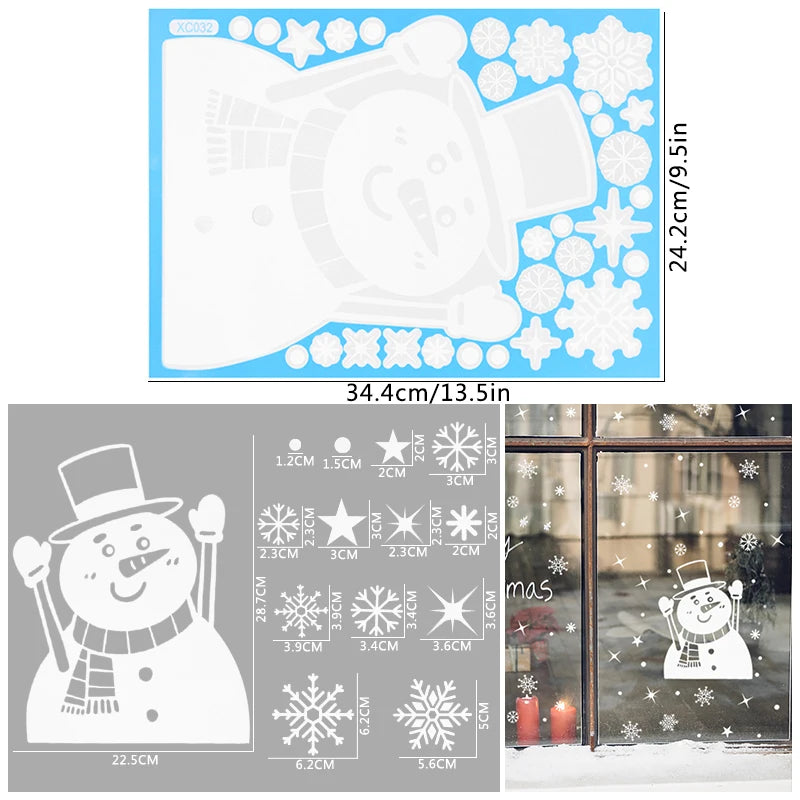 Christmas Santa Window Glass Stickers Luminous Snowflake Wall Sticker