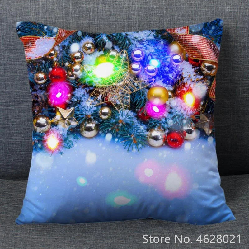 1pc Christmas Cushion Cover 40x40cm Led Light Christmas Decorations