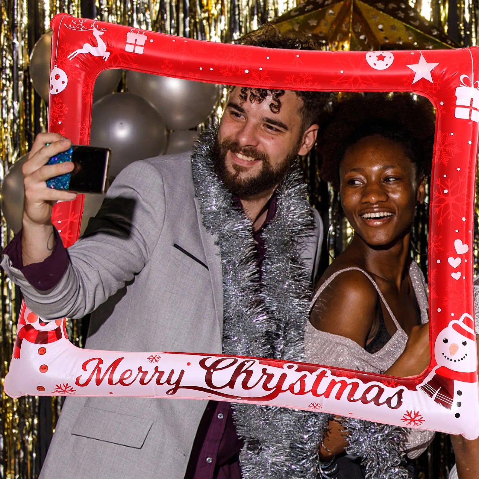 Christmas Inflatable Frame Party Selfie Prop Christmas Photo Booth Prop Party Decoration