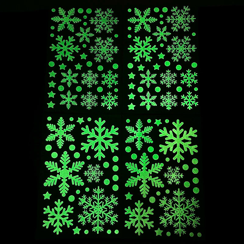 Christmas Santa Window Glass Stickers Luminous Snowflake Wall Sticker