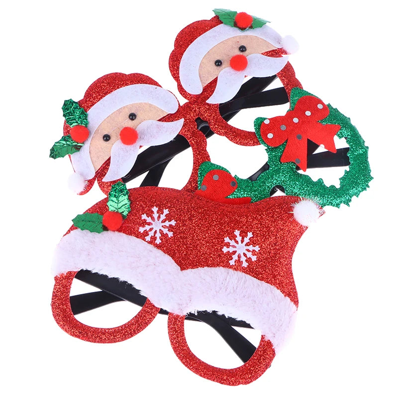 2024 Christmas Decorative Glasses Adult Children Photo Props Snowman Tree Bow Glasses Frame Xmas New Year Party Supplies