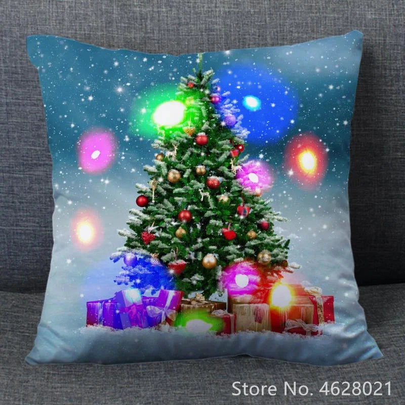 1pc Christmas Cushion Cover 40x40cm Led Light Christmas Decorations