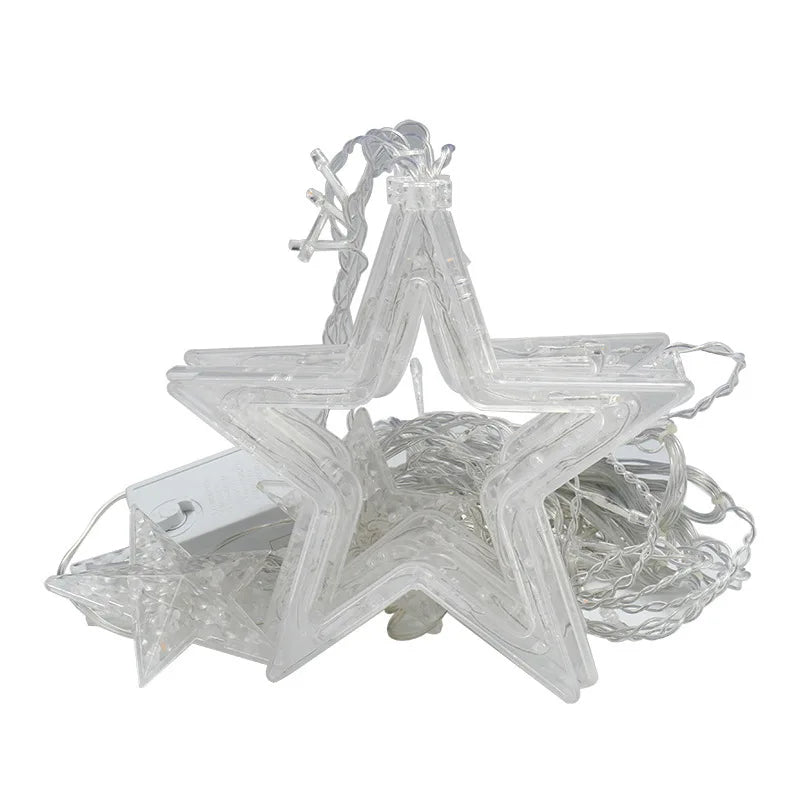 Solar Powered LED Icicle Star Moon Lamp Fairy Christmas Decor