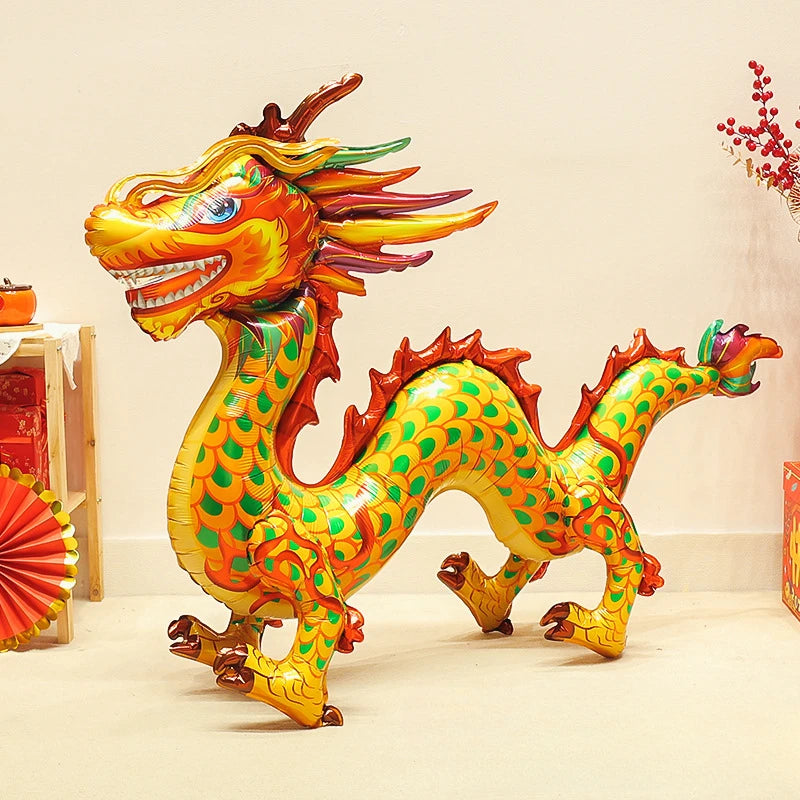 New Year's Day 3D Standing Dragon Awakening Lion Birthday Gift Spring Festival Party Decoration Aluminum Film Balloon