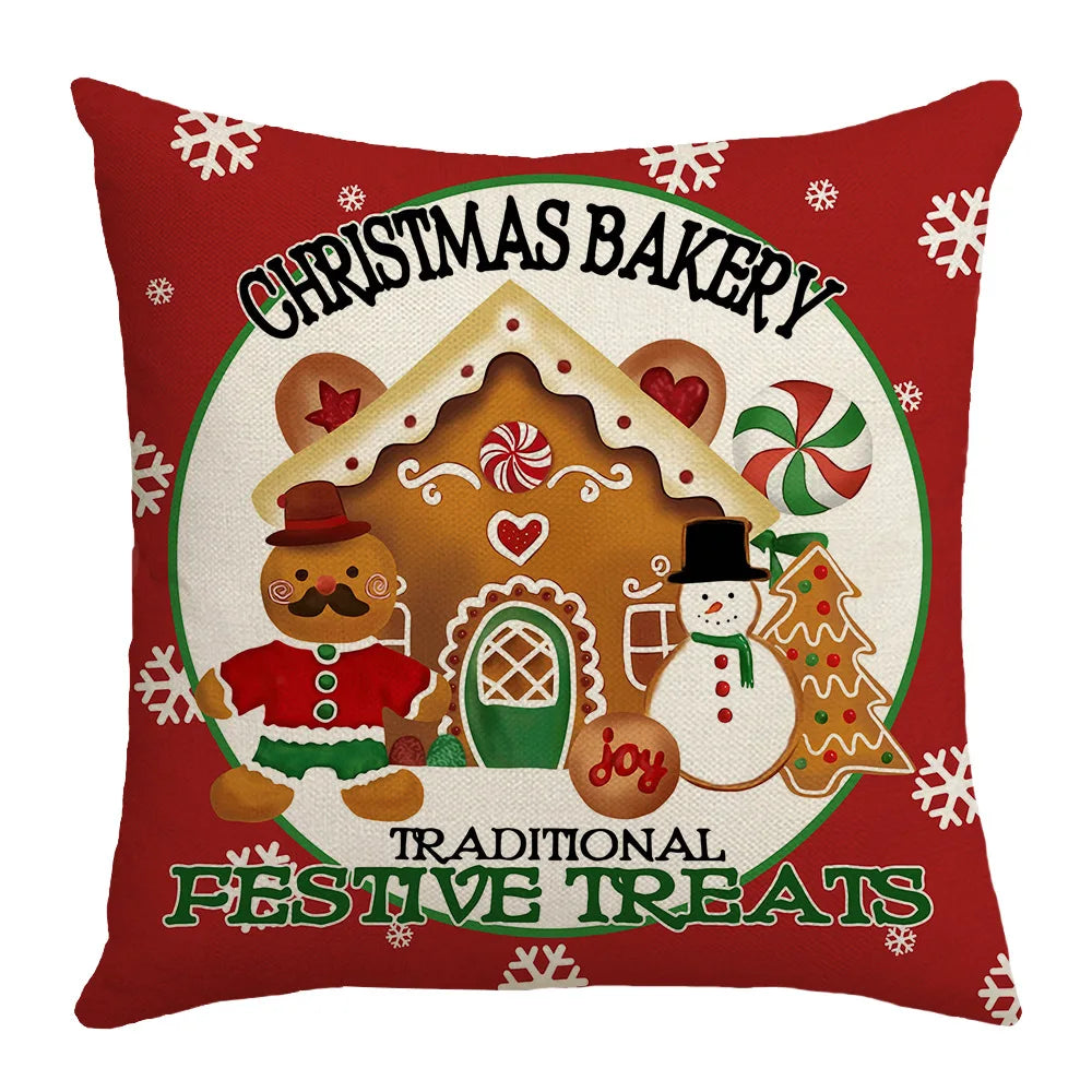 christmas decoration linen pattern bear cookie pictures sofa cushion