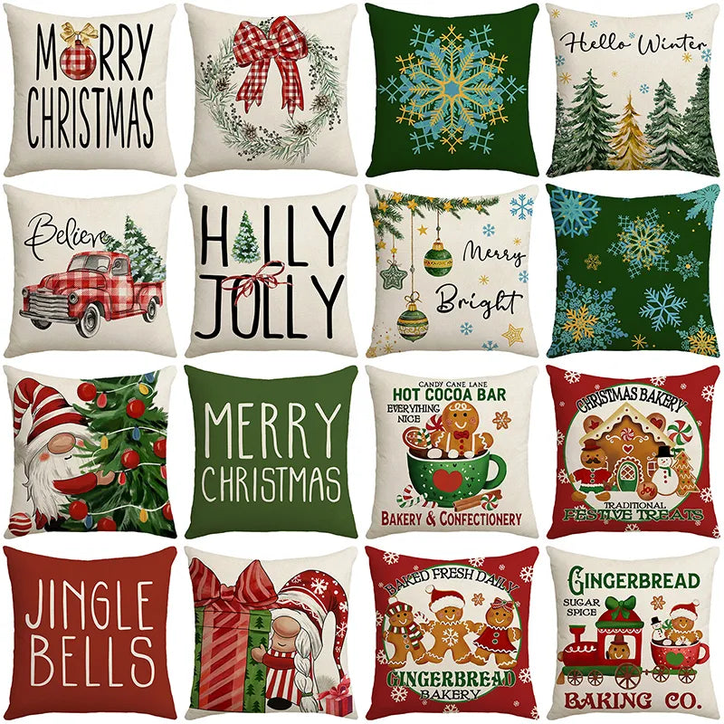 christmas decoration linen pattern bear cookie pictures sofa cushion