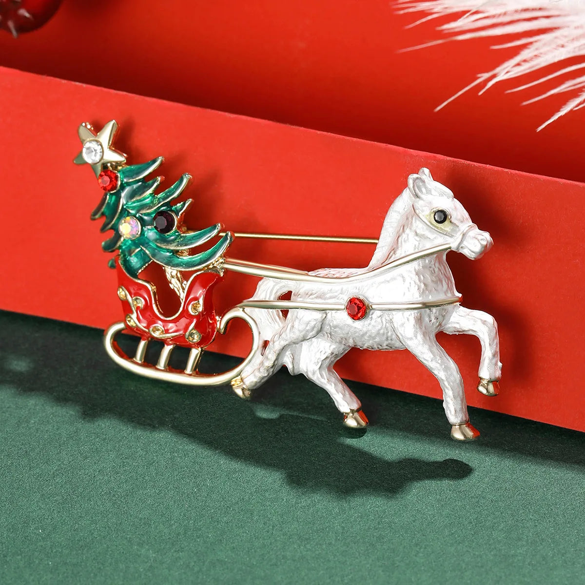 Christmas Carriage Brooch Ladies Unisex Enamel Happy Christmas New Year Character Party Casual Brooch Pin Gifts