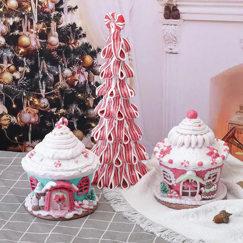 2023 Christmas Luminous Castle Christmas Tree Decoration Ornaments Soft Clay Cute Macaron Accessories Xmas Holiday Supplies