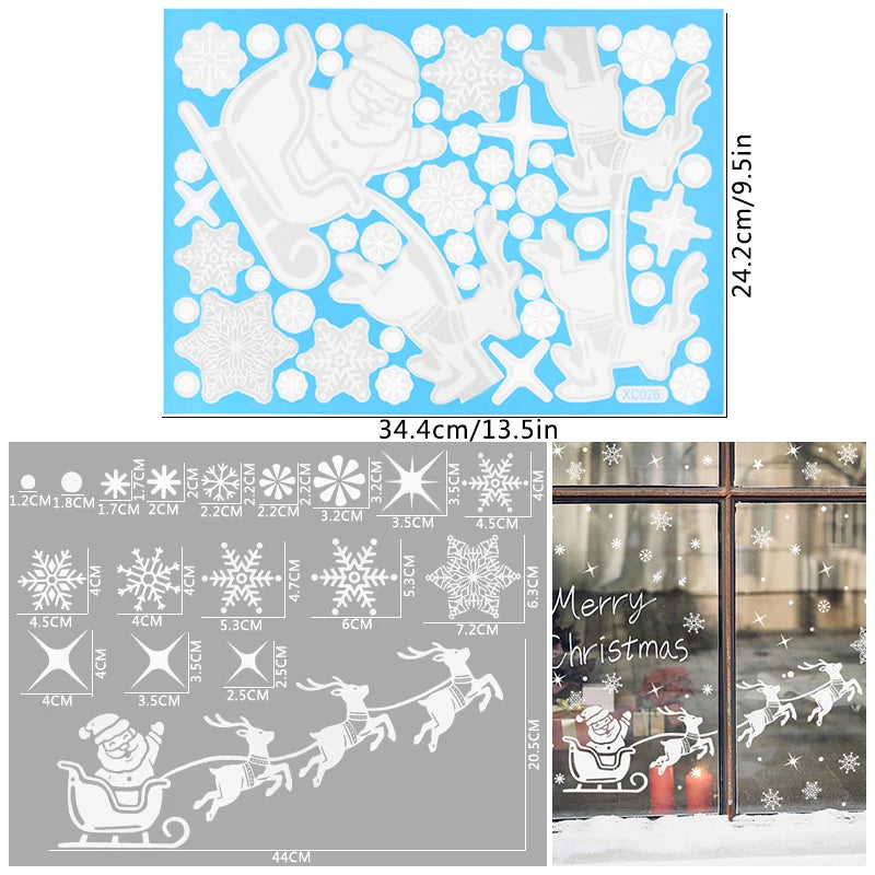 Christmas Santa Window Glass Stickers Luminous Snowflake Wall Sticker