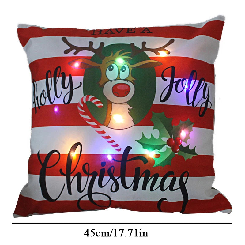 led christmas cushion cover merry santa claus light pillow lighting