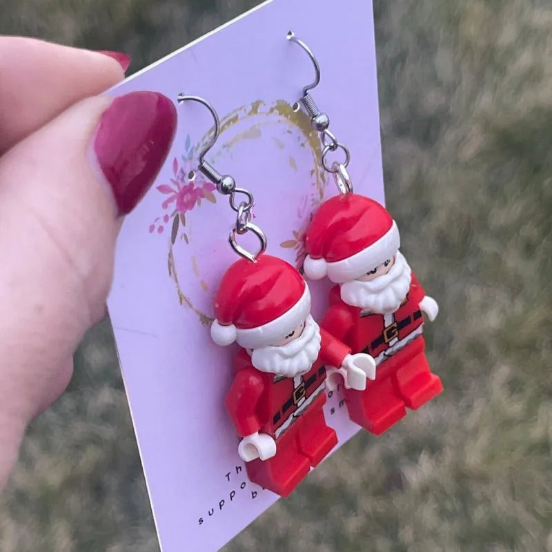 New Christmas Santa Claus Pendant Women's Hook Earrings Creative Santa Claus Statue Handmade Jewelry Earrings Christmas Gift