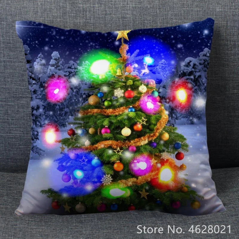 1pc Christmas Cushion Cover 40x40cm Led Light Christmas Decorations